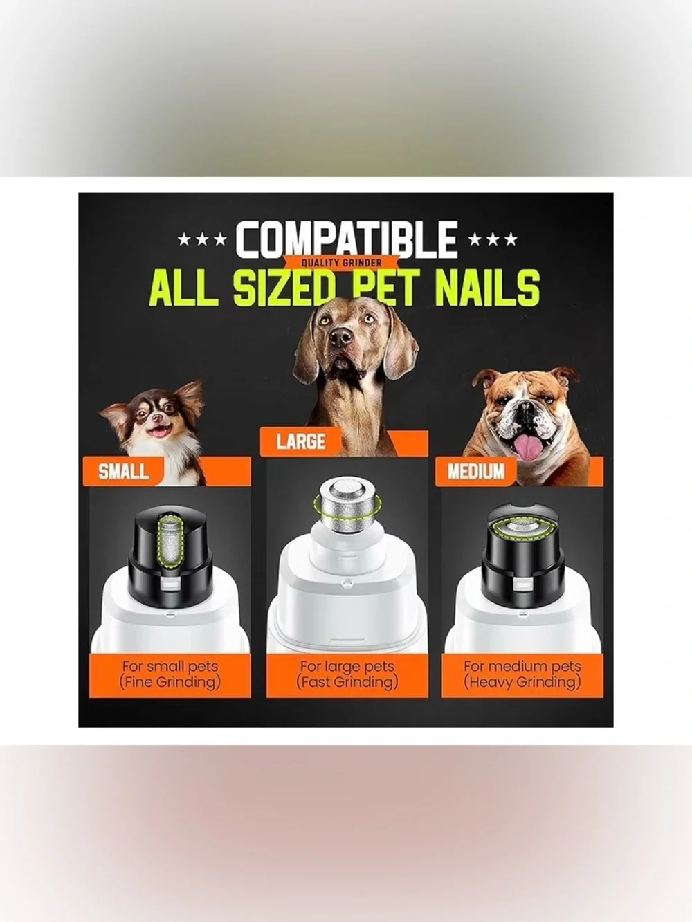 LOPSIC Dog Nail Grinder with 2 LED Lights, 2-Speed Trimmers and Clipper Kit